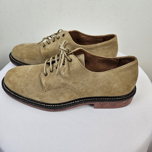J. Crew Mens Kenton Suede Bucks 9 Cream Red Soles Oxford Shoes Lace Up - Picture 9 of 13